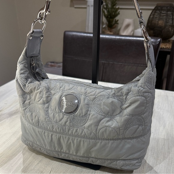 Coach Handbags - Coach Quilted Signature Hobo Shoulder Bag in Light Gray